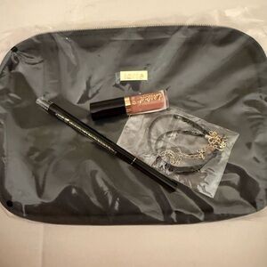 Tarte Black Makeup Bag with Lip Gloss and Eyeliner